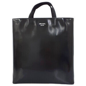 Prada Spazzolato leather tote bag accessory logo Black